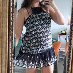 anthropologie size large black sheer mini dress